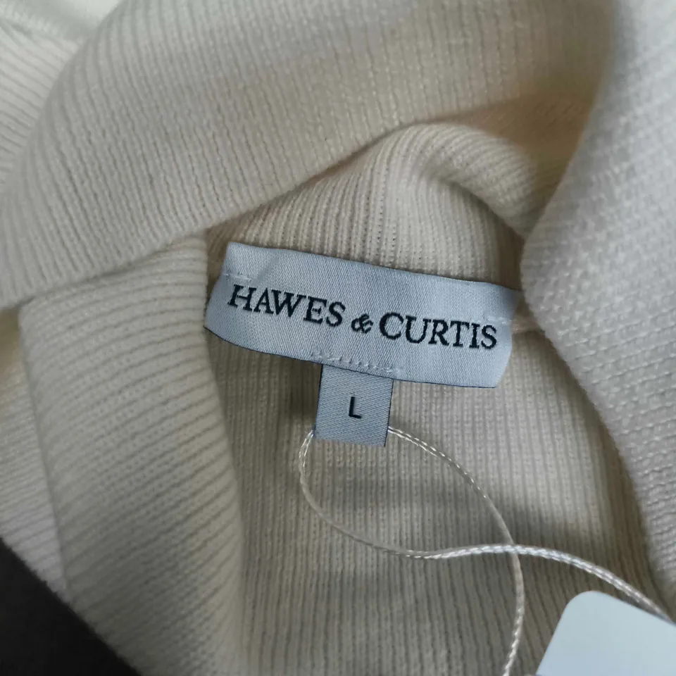 HAWES & CURTIS CREAM KNIT JUMPER, SIZE L