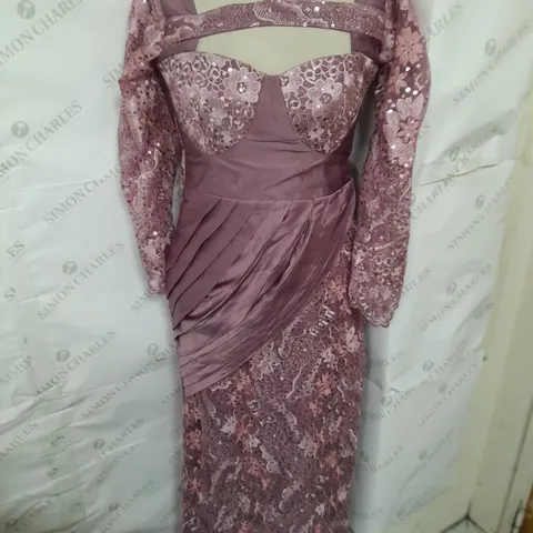 UNBRANDED SEQUINED EMBROIDERED CUT OUT PLEAT DETAIL DRESS IN PURPLE
