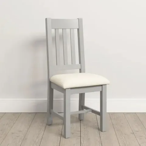 BOXED WINDSOR SET OF 2 SLATTED DINING CHAIRS - PEBBLE GREY (1 BOX)