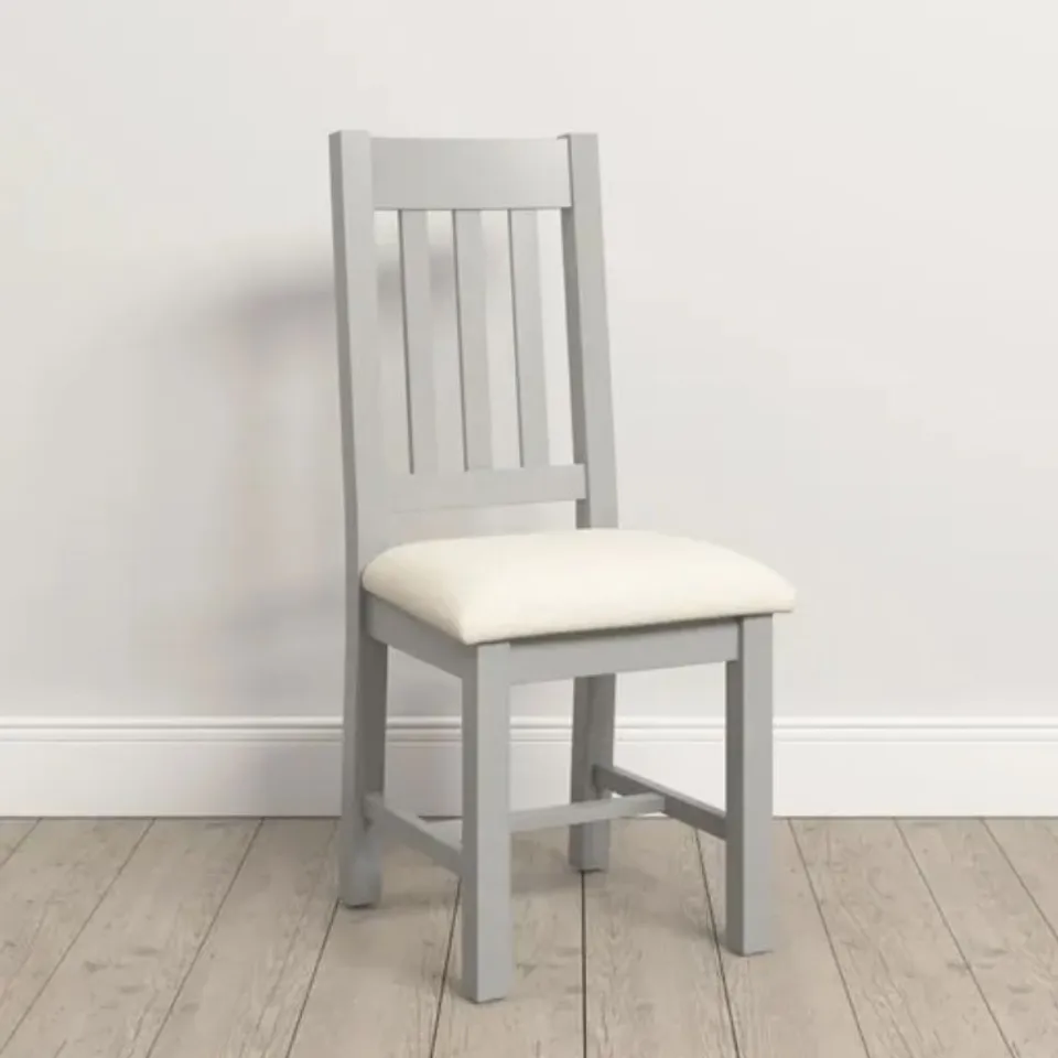 BOXED WINDSOR SET OF 2 SLATTED DINING CHAIRS - PEBBLE GREY (1 BOX)