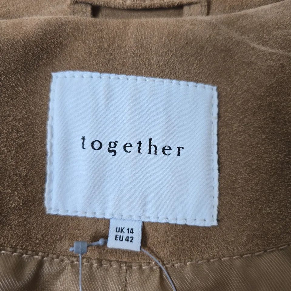 TOGETHER BEIGE SUEDE JACKET – UK 14 (EU 42)
