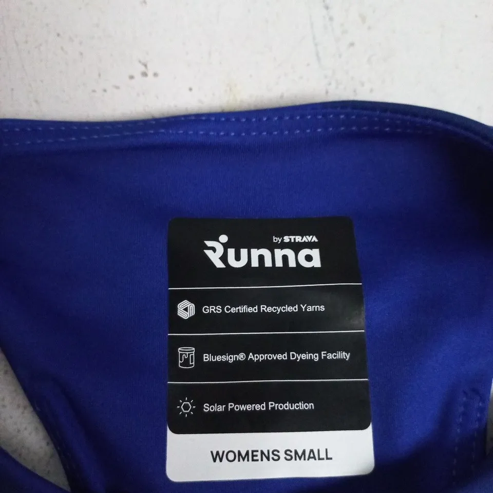 RÜNNA BY STRAVA WOMEN'S RUNNING CROP TOP – COBOLT (UK S) (RUUNNA LOGO)