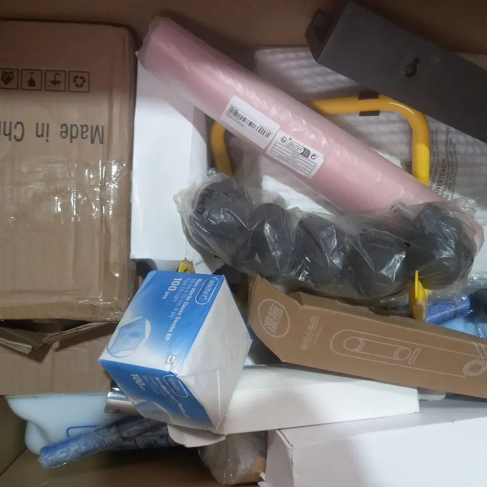 BOX OF APPROXIMATELY 15 ASSORTED HOUSEHOLD ITEMS TO INCLUDE GENERAL PURPOSE ADHESIVE, 60 PACK PET WIPES, ETC