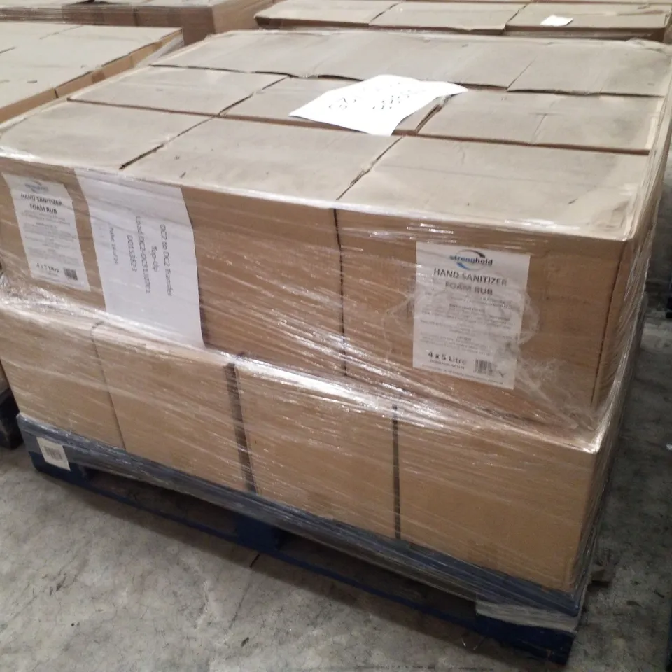 PALLET CONTAINING APPROXIMATELY 80 BOTTLES OF STRONGHOLD ALCOHOL HAND SANITISER 5LTR