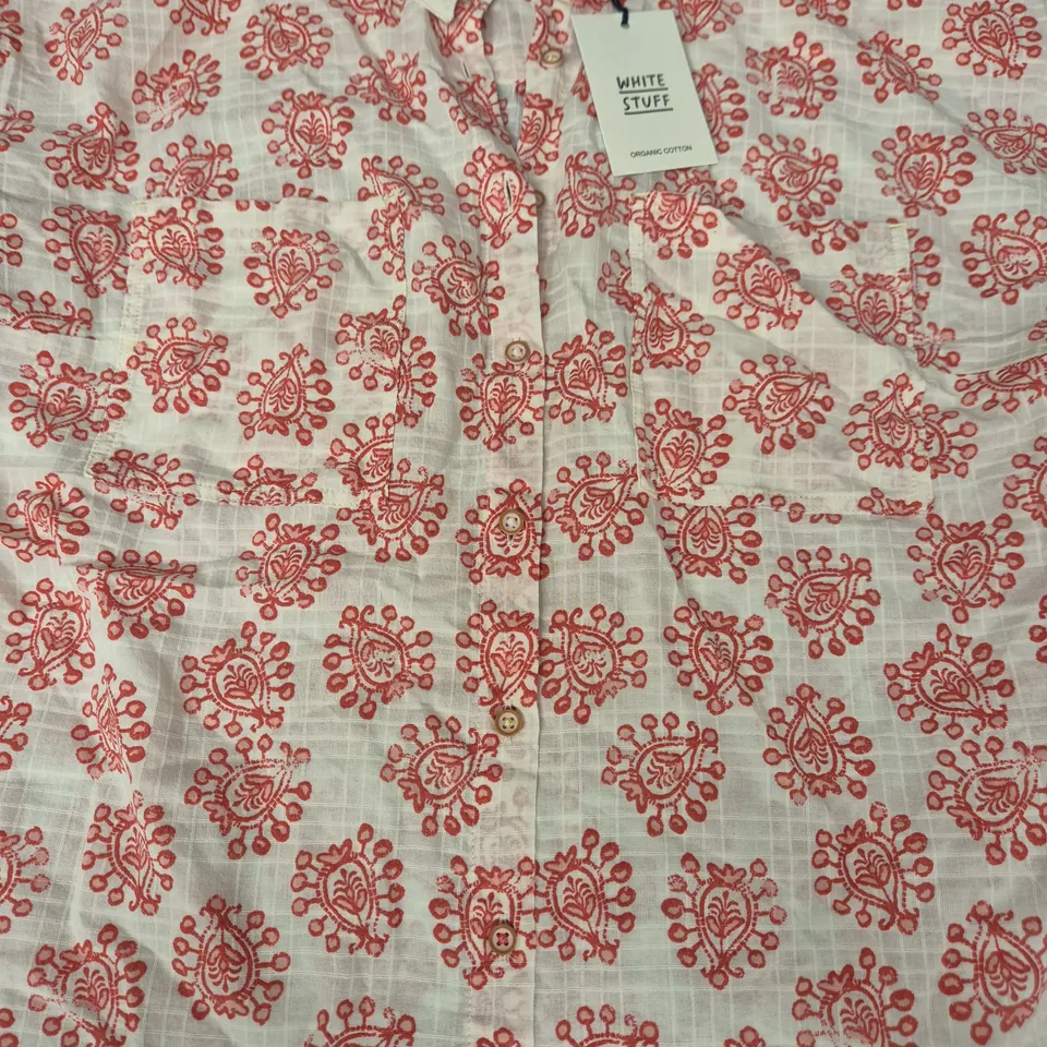 WHITE STUFF ELLIE ORGANIC COTTON SHIRT – IVORY MULTI, UK 12 (EU 40, US 8)