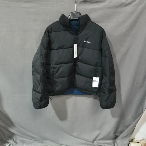 REVERSABLE BLUE & BLACK PADDED IETS TRANS JACKET UK SIZE S