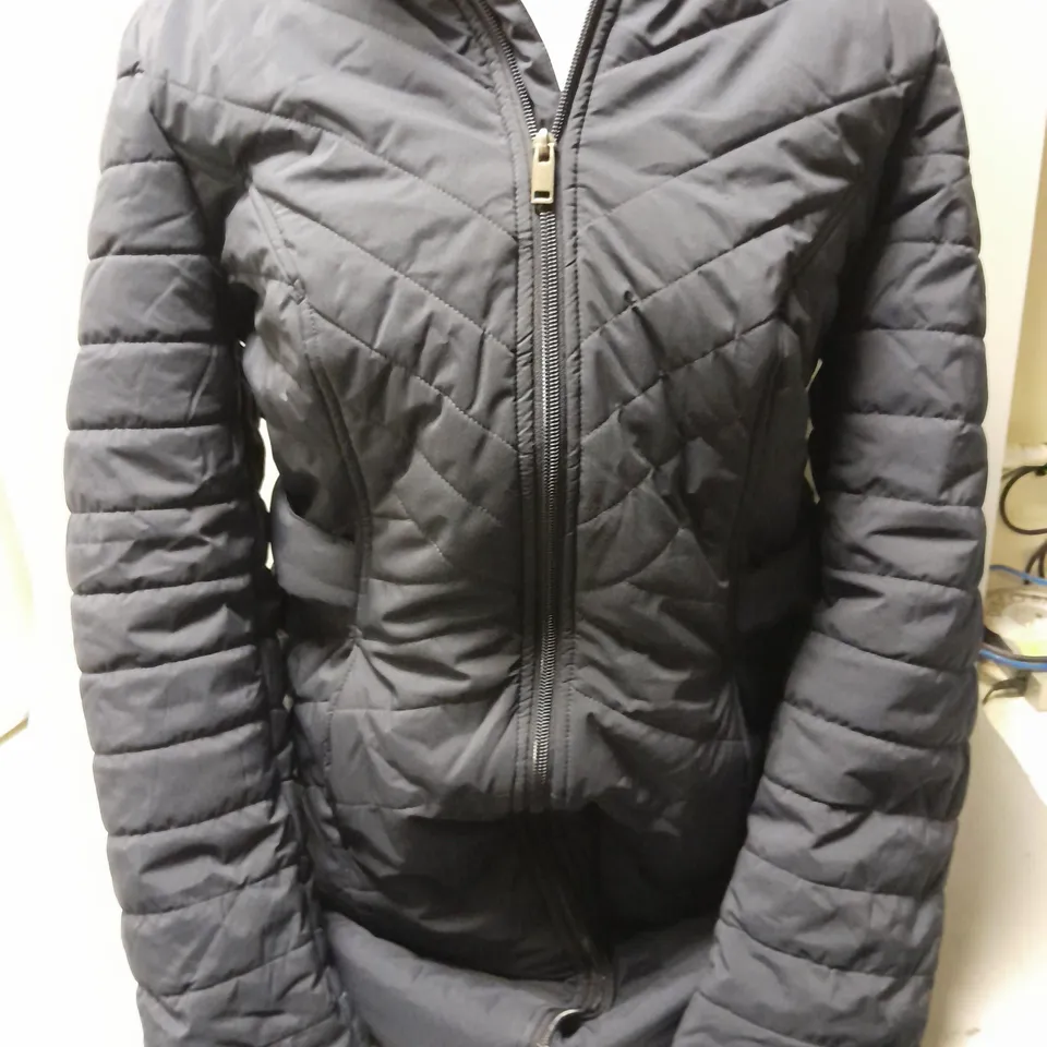 CENTIGRADE ZIP THROUGH PUFFER JACKET WITH FLEECE LINED HOOD IN NAVY SIZE M