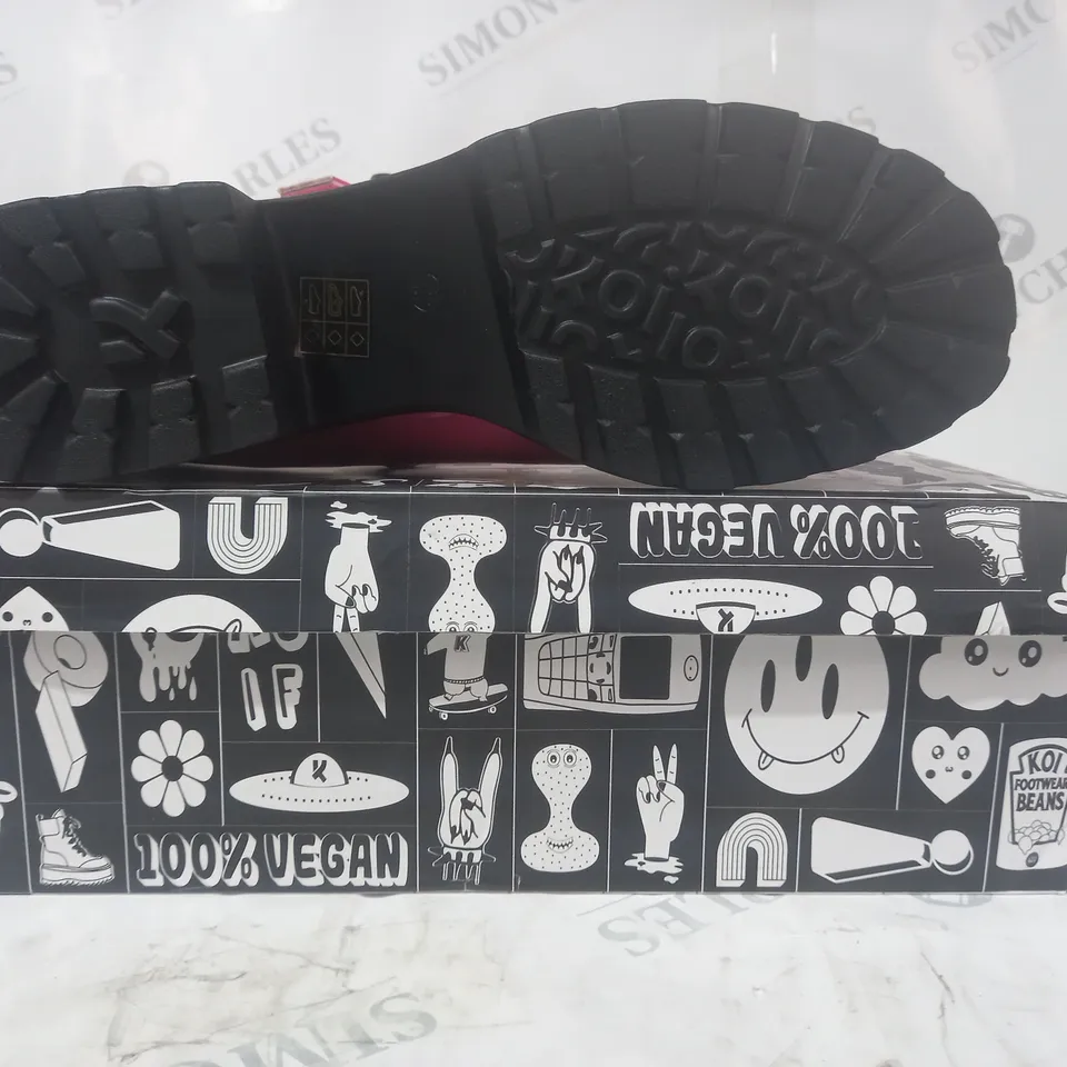 BRAND NEW BOXED PAIR OF KOI VEGAN LEATHER YAMI MARY JANES SHINJI SKULL EDITION SHOES IN PINK UK SIZE 8