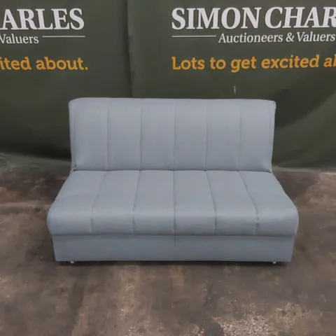 QUALITY DESIGNER THE APPLEY 3 SEATER SOFA BED - BLUE FABRIC