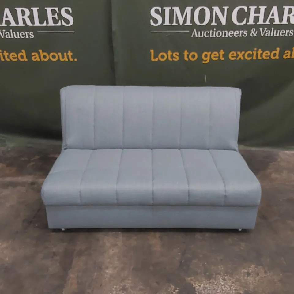 QUALITY DESIGNER THE APPLEY 3 SEATER SOFA BED - BLUE FABRIC