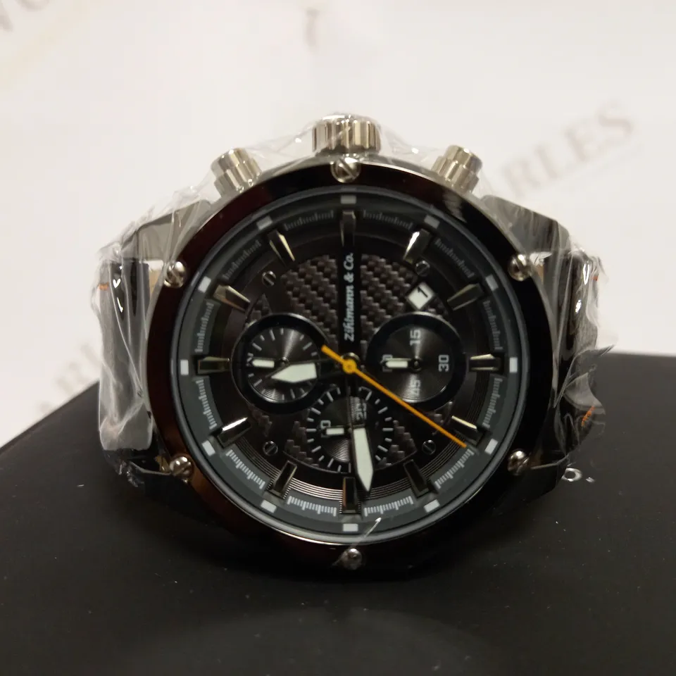 ZIHLMANN & CO SPORTS CHRONOGRAPH STYLE LEATHER STRAP WATCH