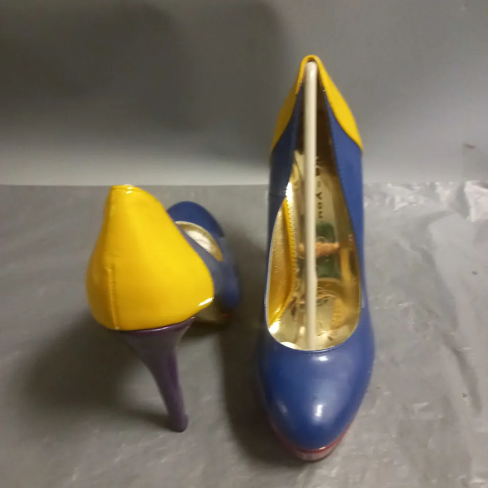 PAIR OF LIKE YOU COLOUR BLOCK HIGH HEELED SHOES - 36