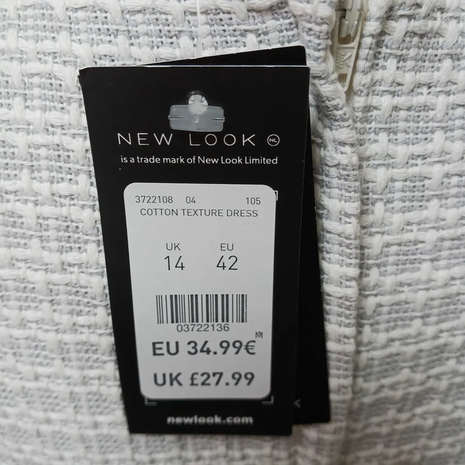 NEW LOOK COTTON TEXTURED SLEEVELESS PINAFORE DRESS SIZE UK 14