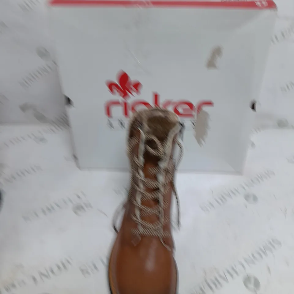BOXED RIEKER FUR CUFF BOOTS BROWN SIZE 6