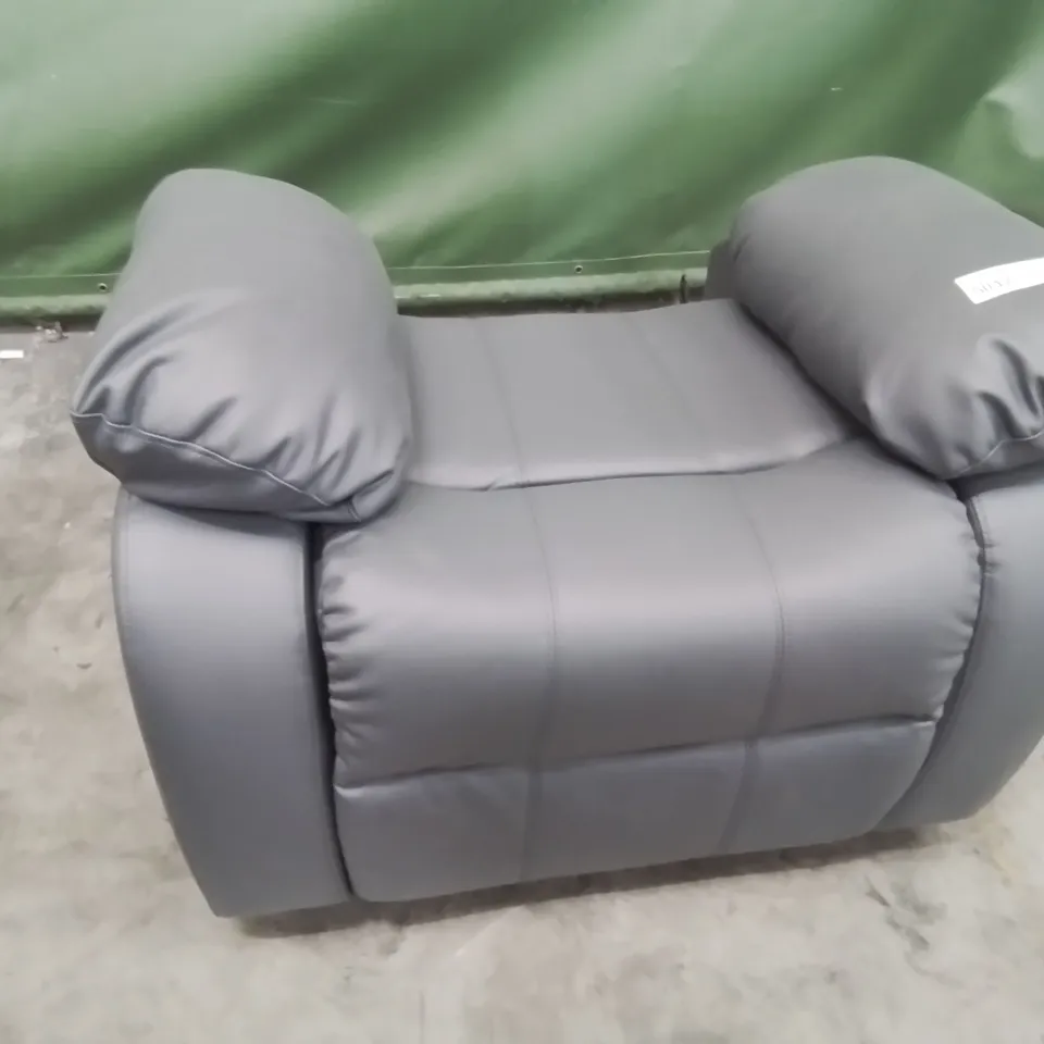 DESIGNER MANUAL RECLINING CHAIR BASE GREY LEATHER 