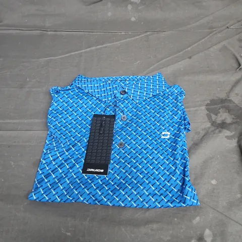 DRUIDS GOLF TEE POLO IN BLUE SIZE XL