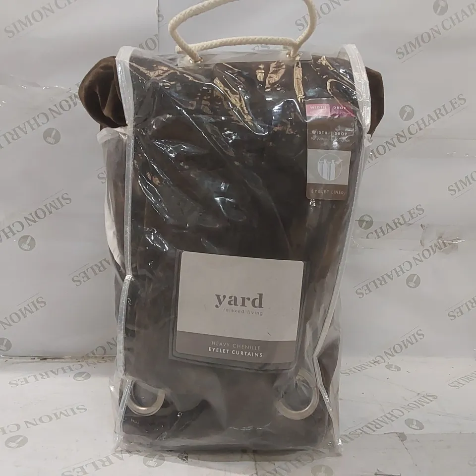 BAGGED HEAVY CHENILLE ROOM DARKENING EYELET CURTAINS - 229 x 229cm