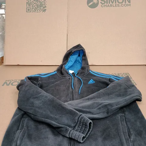 ADIDAS BLACK/BLUE LARGE HOODIE