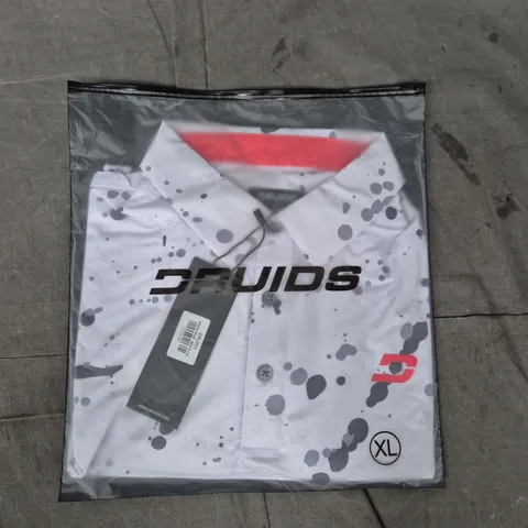 DRUIDS MONO POLO SHIRT IN WHITE SIZE XL