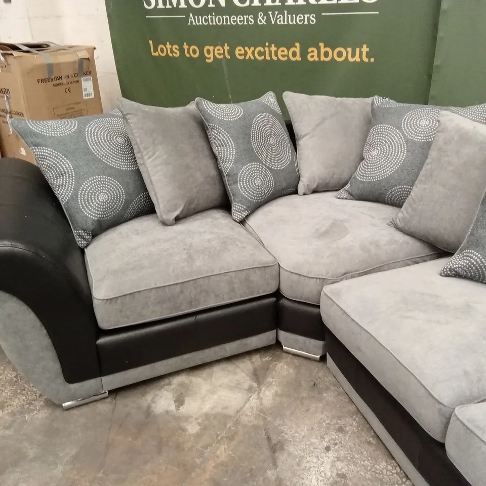 DANUBE FABRIC/FAUX LEATHER LEFT HAND CORNER GROUP SCATTER BACK SOFA RRP £1049