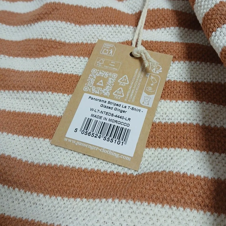 PASSENGER PANORAMA STRIPED LONG SLEEVE TOP IN GLAZED GINGER UK LARGE