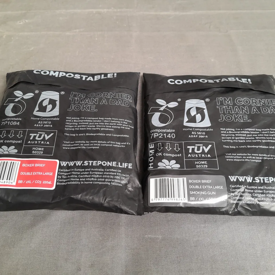 STEP ONE X2 MENS BOXER BRIEFS IN BITTERSWEET PINK AND SMOKING GUN SIZE 2XL 