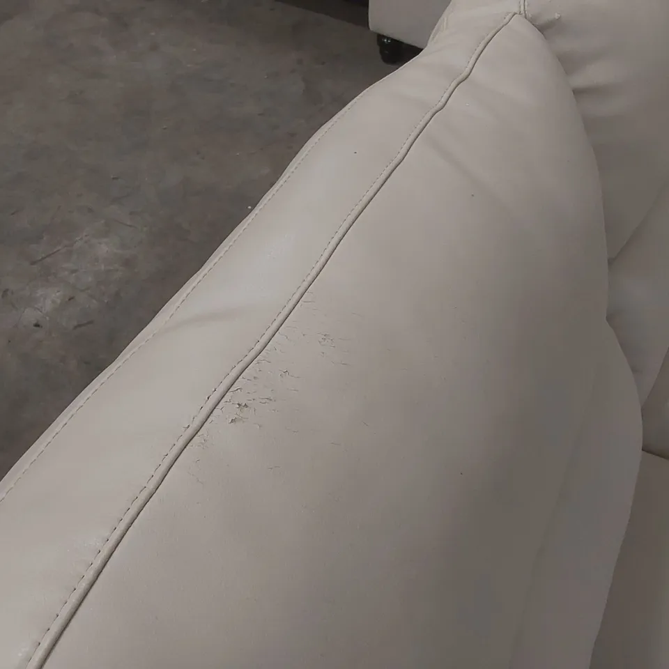 QUALITY DESIGNER 2-SEATER CREAM FAUX LEATHER SOFA