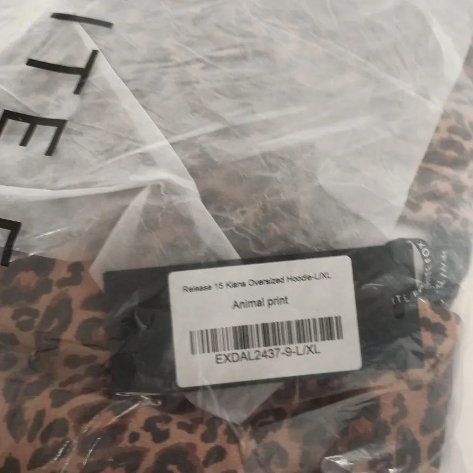 WHITE FOX LEOPARD PRINT OVERSIZED HOODIE – UK SIZE L/XL
