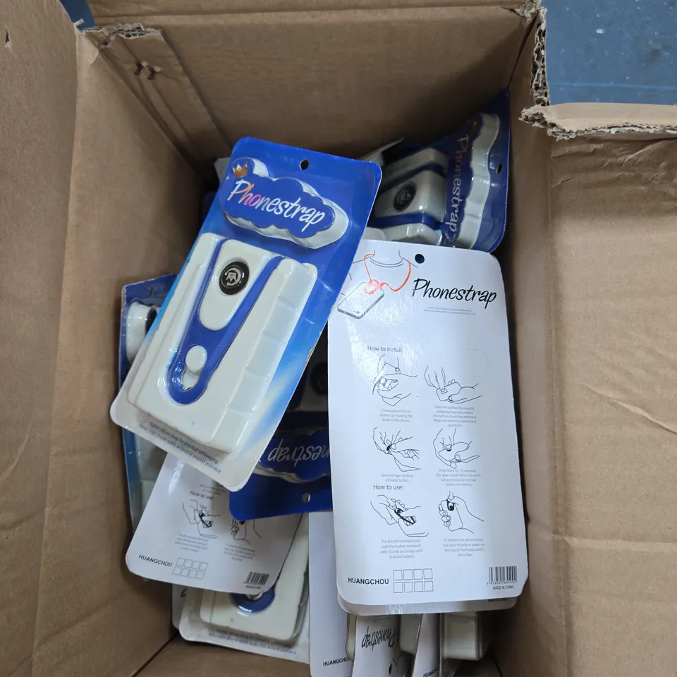BOX OF APPROXIMATELY 100 HUANG CHOU BLUE PHONE STRAPS