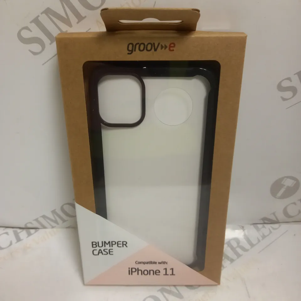 BOX OF 100 BRAND NEW GROOV-E IPHONE 11 BUMPER PHONE CASES IN BLACK 