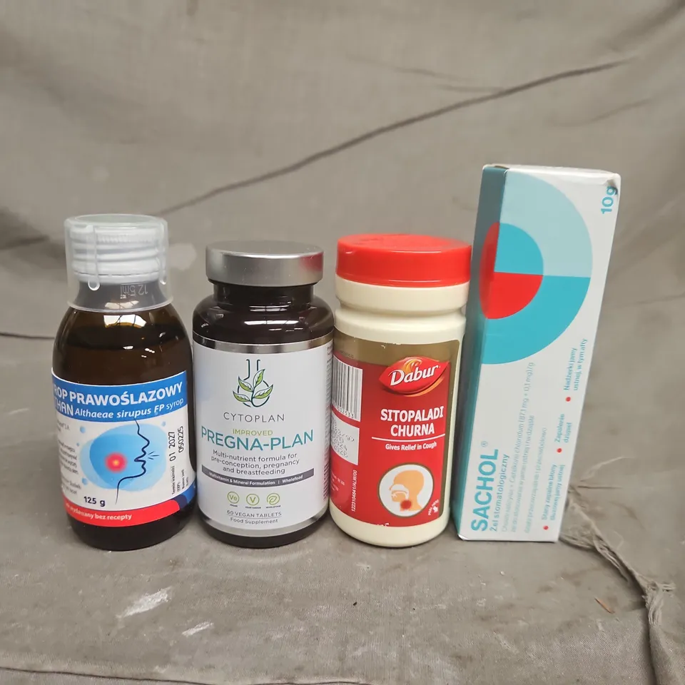 APPROX 10 ASSORTED ITEMS TO INLCUDECYTOPLAN PREGNA-PLAN & DABUR SITOPALADI CHURNA 