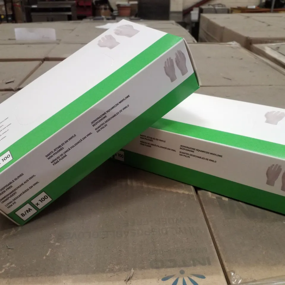 PALLET CONTAINING APPROXIMATELY 600 INTCO VINYL GLOVES 100PK MEDIUM