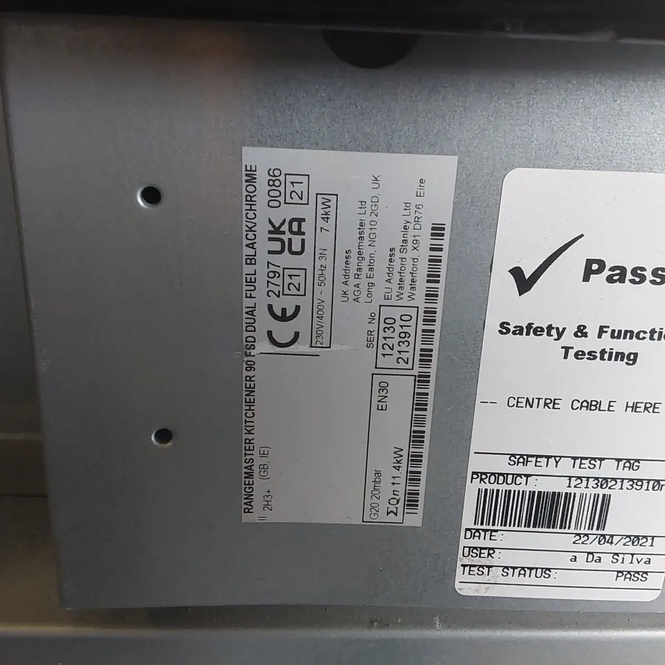 RANGEMASTER KITCHENER 90 FSD DUAL FUEL BLACK/CHROME COOKER