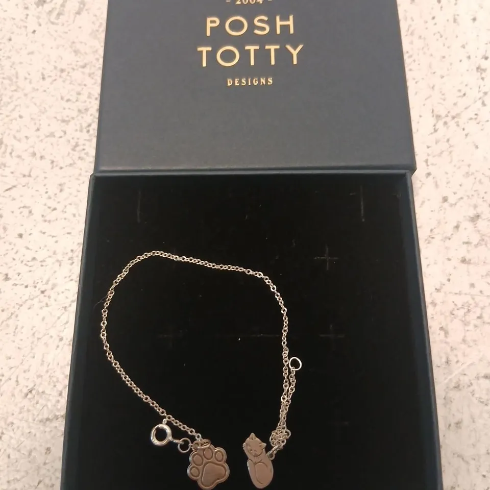 POSH TOTTY DESIGNS DINKY CHARM BRACELET WITH 2 CHARMS STERLING SILVER