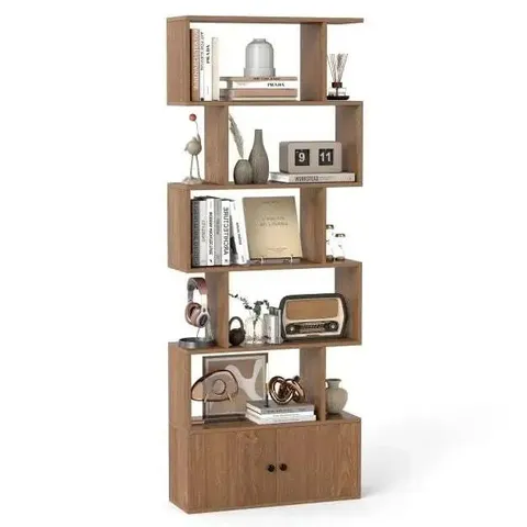 BOXED INDUSTRIAL S-SHAPED 5-TIER BOOKCASE WITH CABINET-NATURAL SOURCING WHOLESALE SUPPLIER