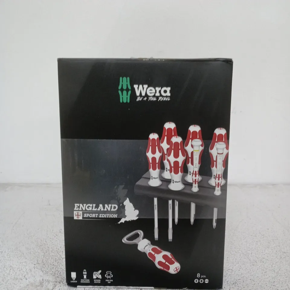 WERA SPORT EDITION ENGLAND 8 PIECE KRAFTFORM SCREWDRIVERS SET 