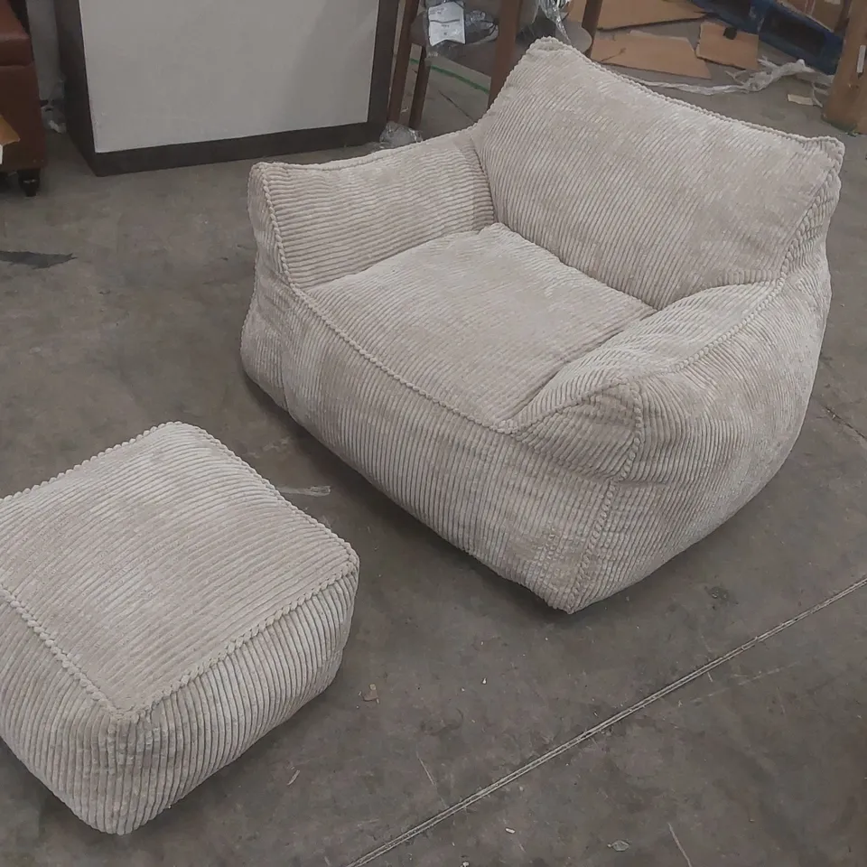 LARGE CORDUROY BEAN BAG WITH FOOTSTOOL