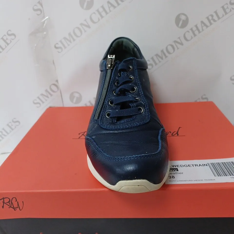 RUTH LANGSFORD WEDGE TRAINER NAVY SIZE 5