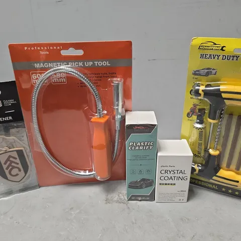APPROXIMATELY 10 ASSORTED ITEMS TO INCLUDE - MAGNETIC PICK UP TOOL , PLASTIC CLARIFY , CRYSTAL COATING ETC