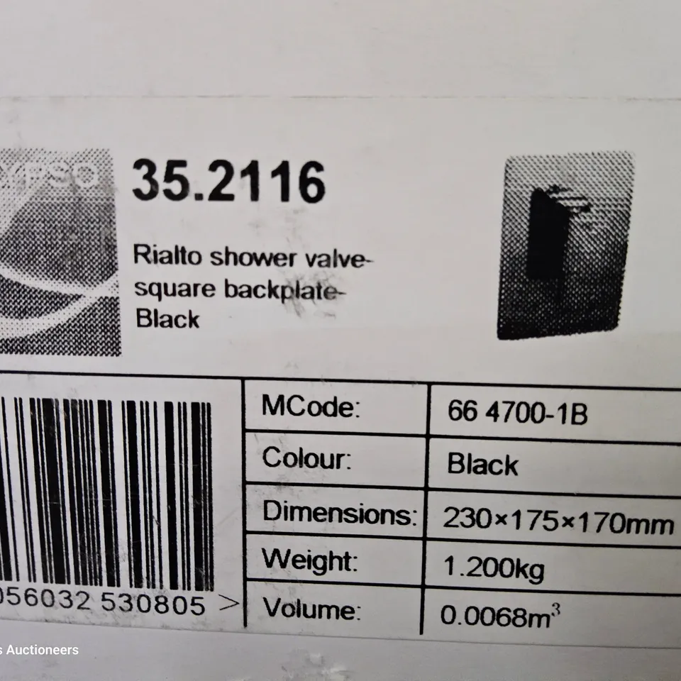 THREE RIALTO SHOWER VALVES SQUARE BACK PLATE, BLACK