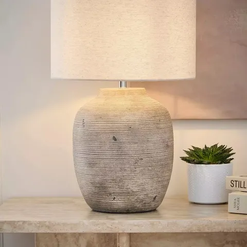 BOXED WORN CONCRETE CERAMIC TABLE LAMP