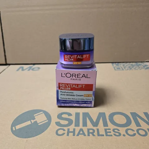 L'OREAL PARIS REVITALIFT FILLER HYALURONIC ANTI WRINKLE CREAM SPF 50, 50ML BOXED