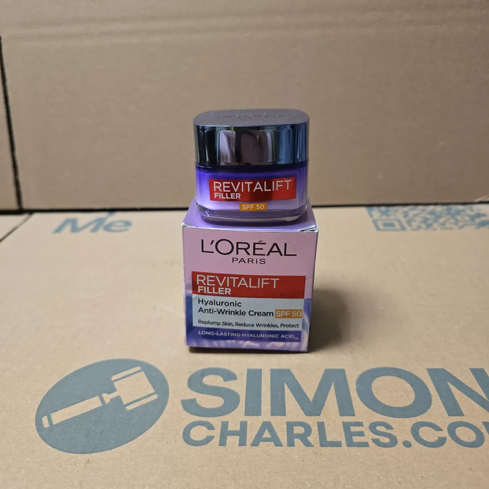 L'OREAL PARIS REVITALIFT FILLER HYALURONIC ANTI WRINKLE CREAM SPF 50, 50ML BOXED