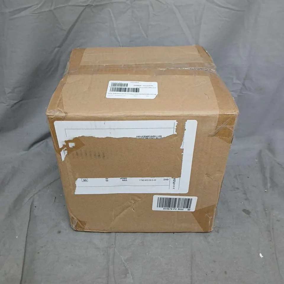 HOME REFLECTIONS SET OF 2 FROSTED GLASS HURRICANE WITH LED LIGHT STRANDS