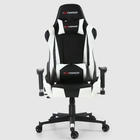 BOXED DESIGNER GT FORCE PRO FX LEATHER RACING SPORTS OFFICE CHAIR IN BLACK & WHITE