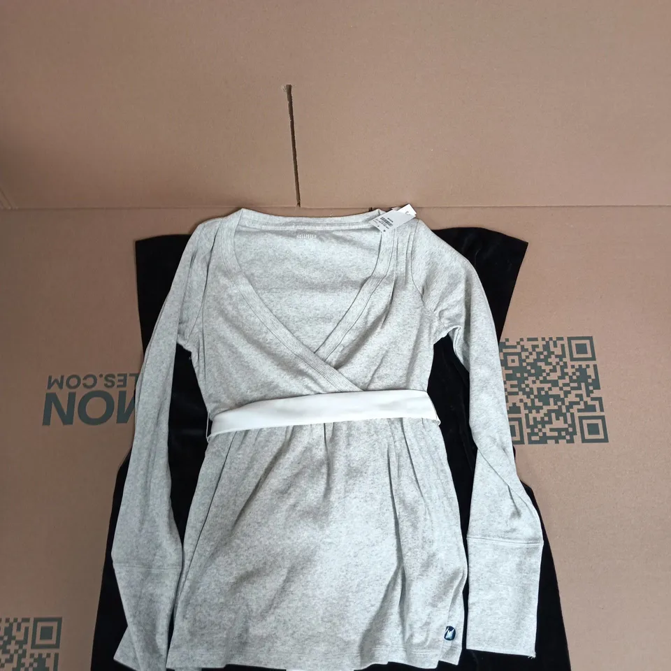 Grey Knit Wrap Top with Belt.