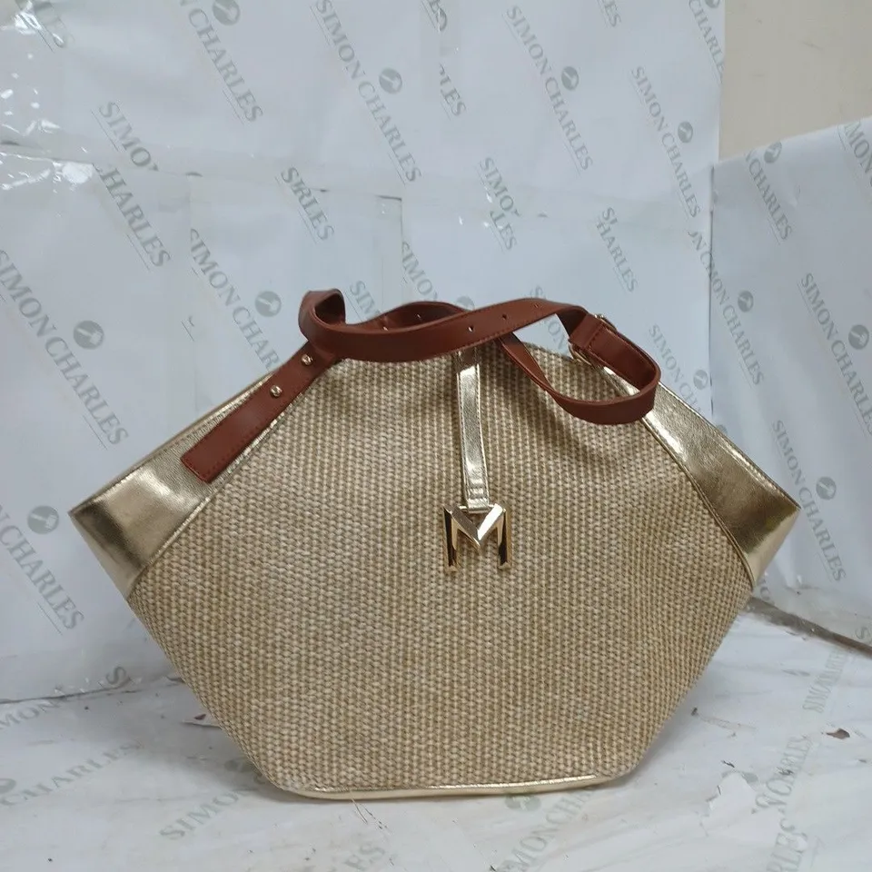 MONSOON GOLD BAG WITH BROWN STRAPS
