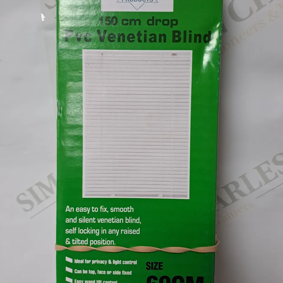 PVC VENETIAN BLIND 150CM DROP IN WHITE 