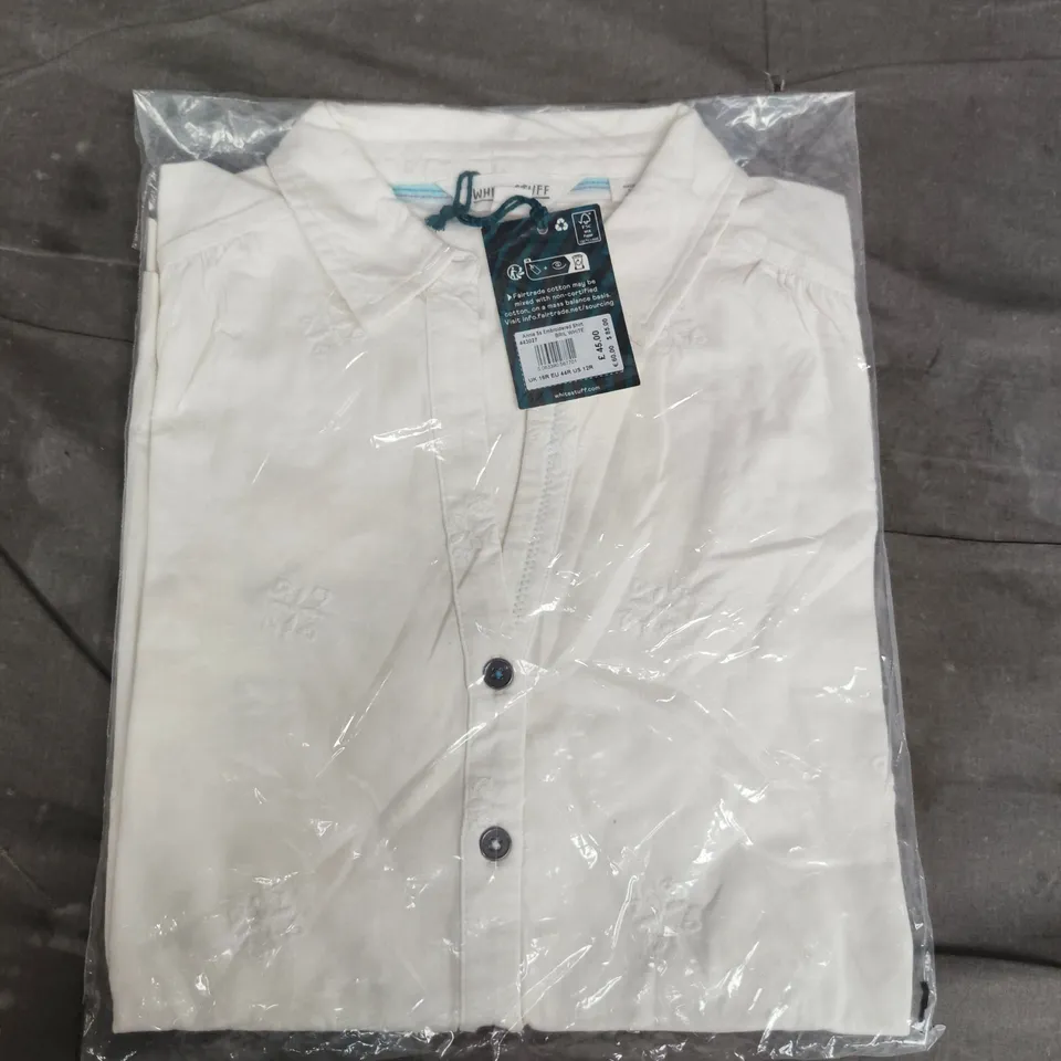 BAGGED WHITE STUFF ANNIE S EMBROIDED SHIRT IN WHITE - UK 16R