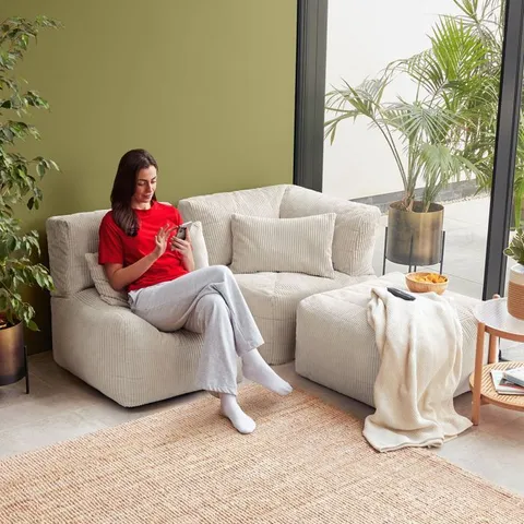 BOXED NOA JUMBO CORD BEAN BAG SOFA SEAT - STONE